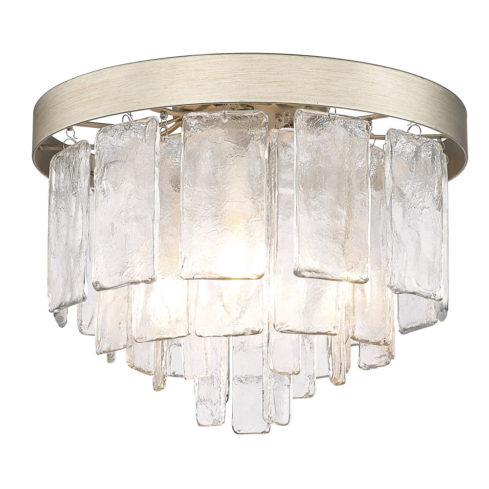 Golden Lighting Ciara 3-light Flush Mount in White Gold